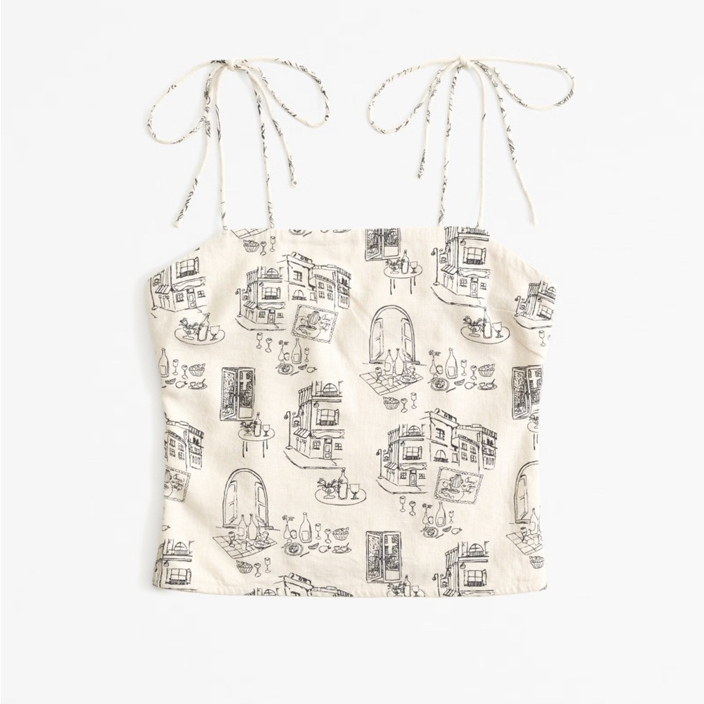 Abercrombie Linen Blend Tie Strap
Tank Top - Cafe Print